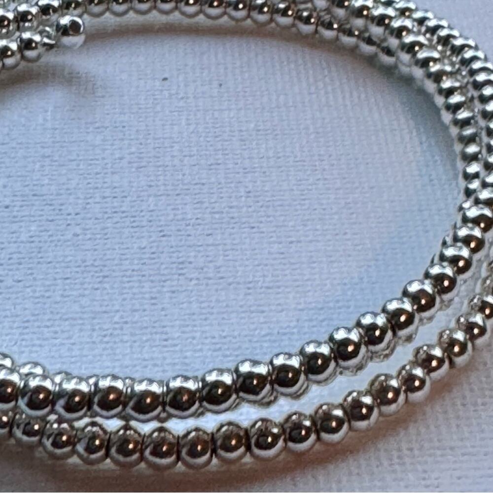 Silvertone Beaded Wrist Bracelet Fashion Statement Jewelry